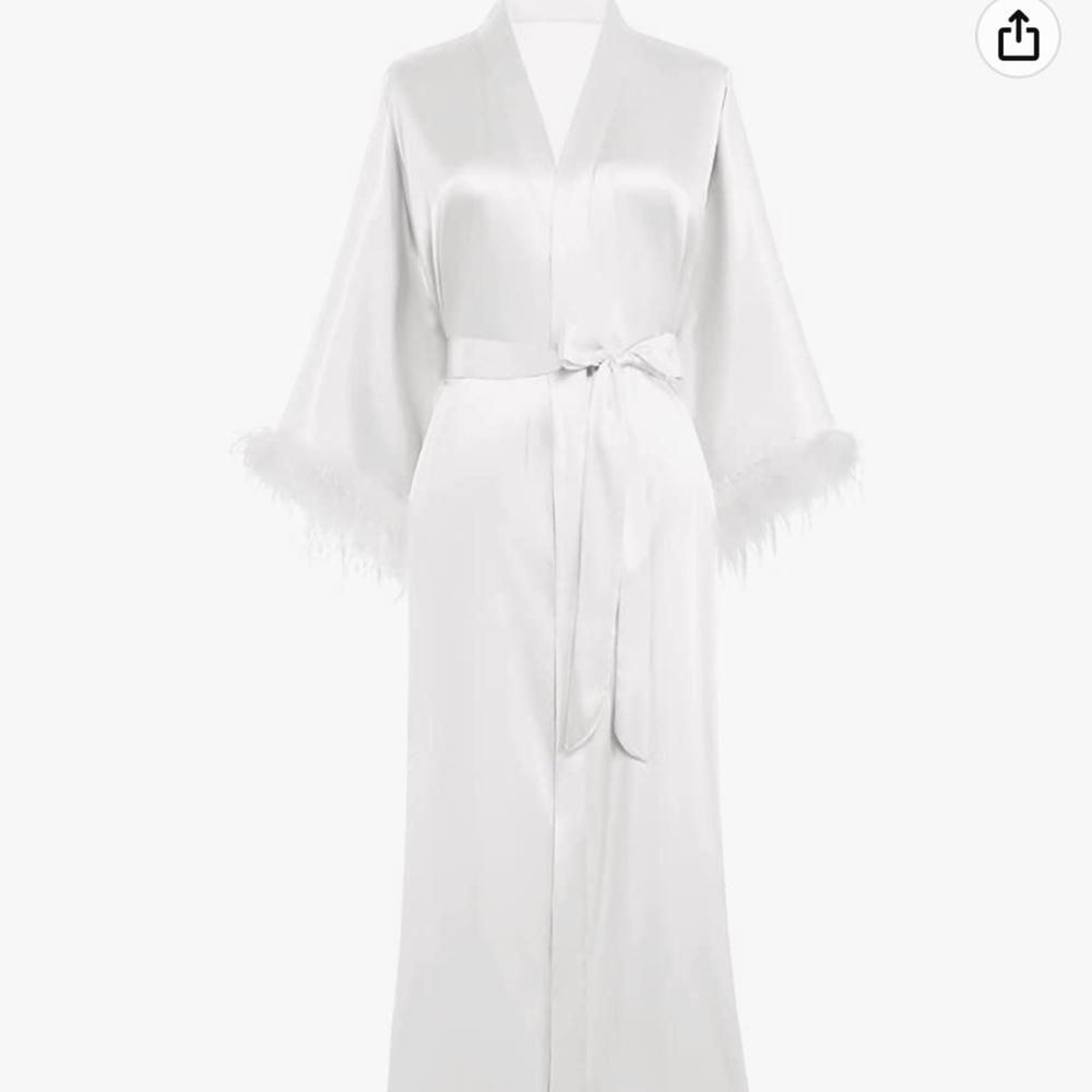 Long satin feather robe
